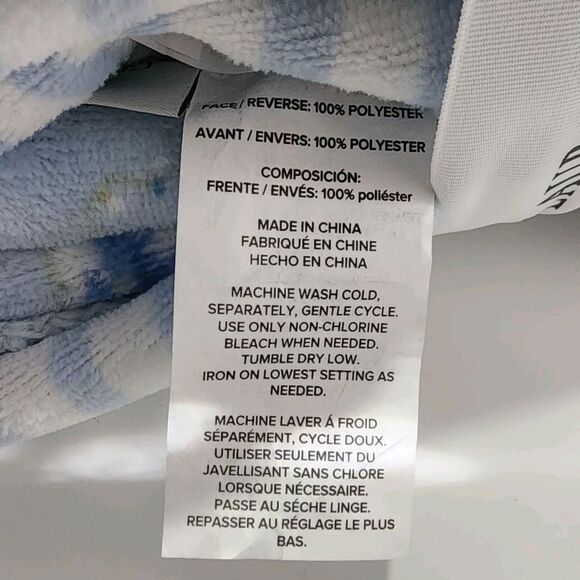 Laura‎ Ashley King Plush Blanket Reversible Floral Stripe Sage Ivory Shabby Chic - Picture 13 of 16